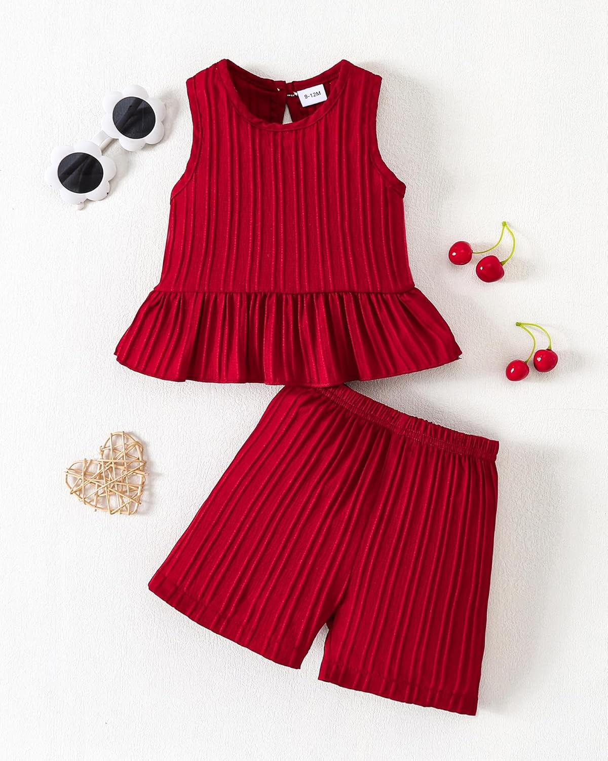 Weebaby Baby Clothes Girl Toddler Summer Outfits Infant Casual Sleeveless Halter Ruffle Tank Cute Short Set Baby Clothing - Image 6