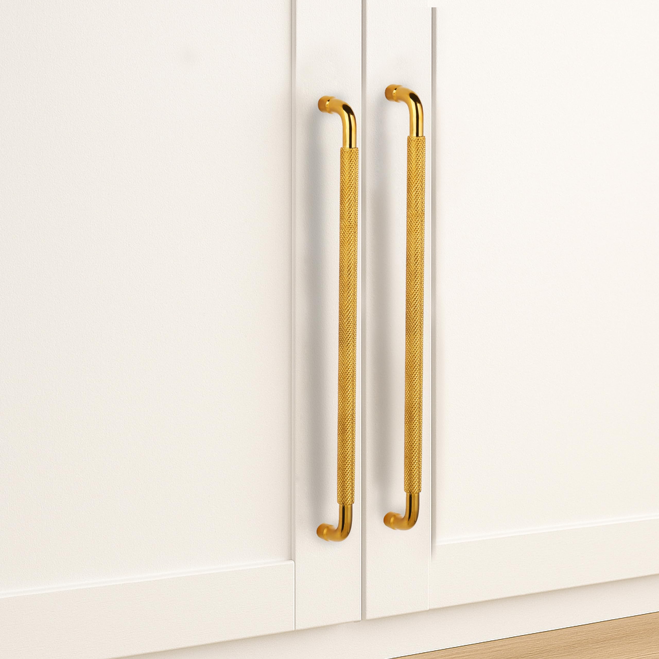 PVD Gold Cabinet Handles - Elegant Knurled Design -3