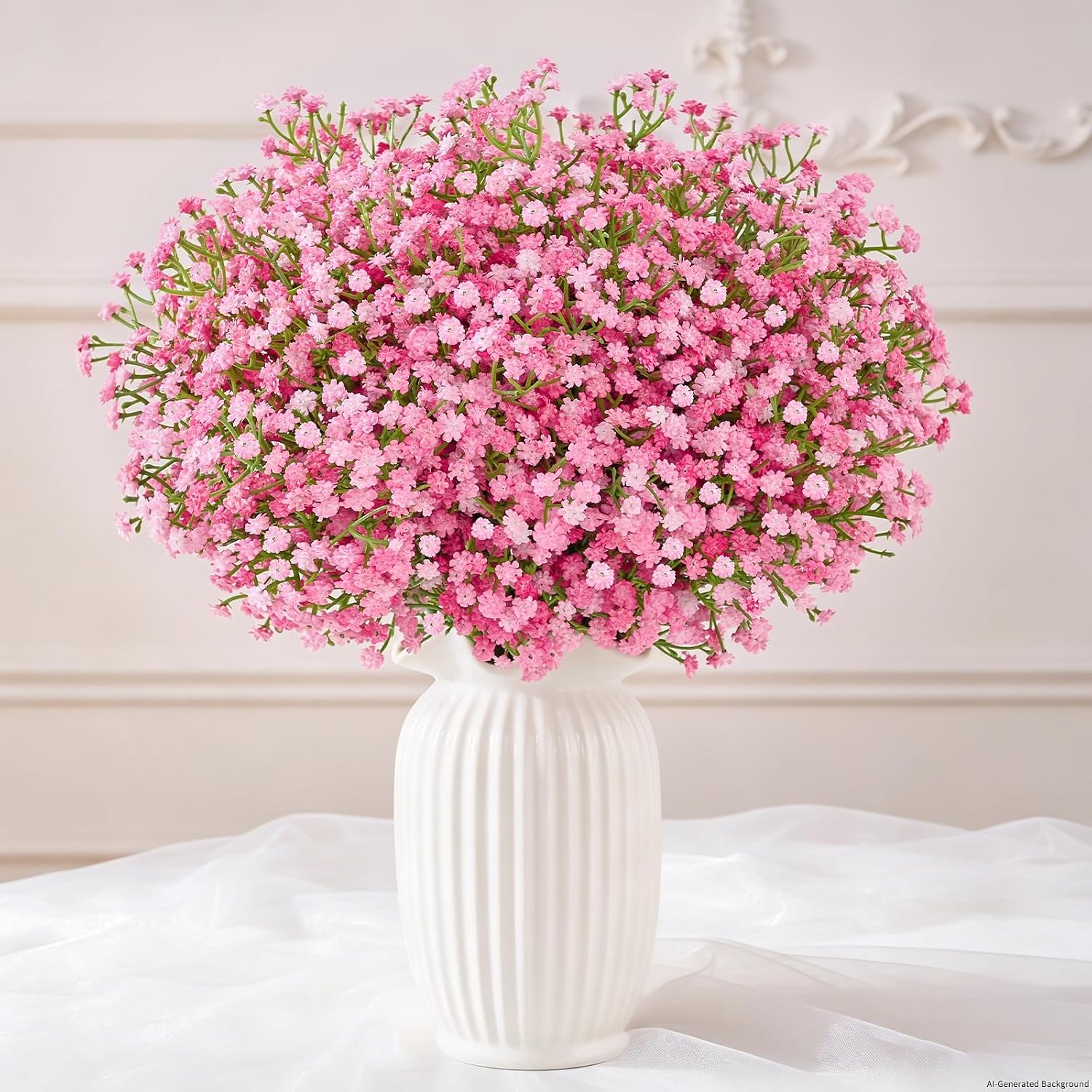 6Pcs Babys Breath Artificial Flowers, 21'' Pink Gypsophila Fake Flowers