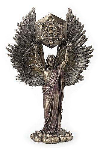 Veronese Design Archangel Metatron Holding Up Sacred Geometry Cube Statue