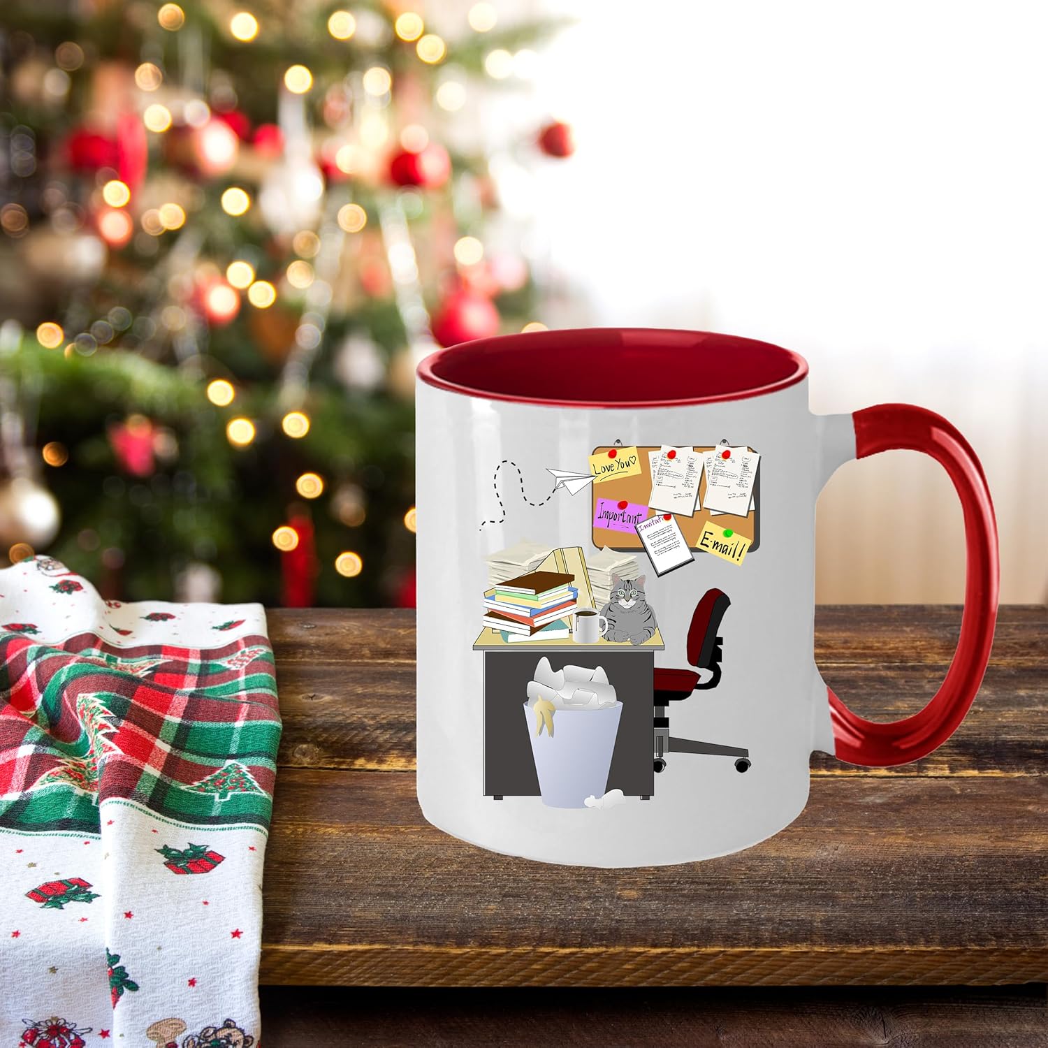 Spring Pet Products A Cluttered Desk is a Sign of Genius Ceramic Coffee Mug – Fun Office Gift for Coworkers, Friends, or Boss – Dishwasher & Microwave Safe (15oz, red two-tone)