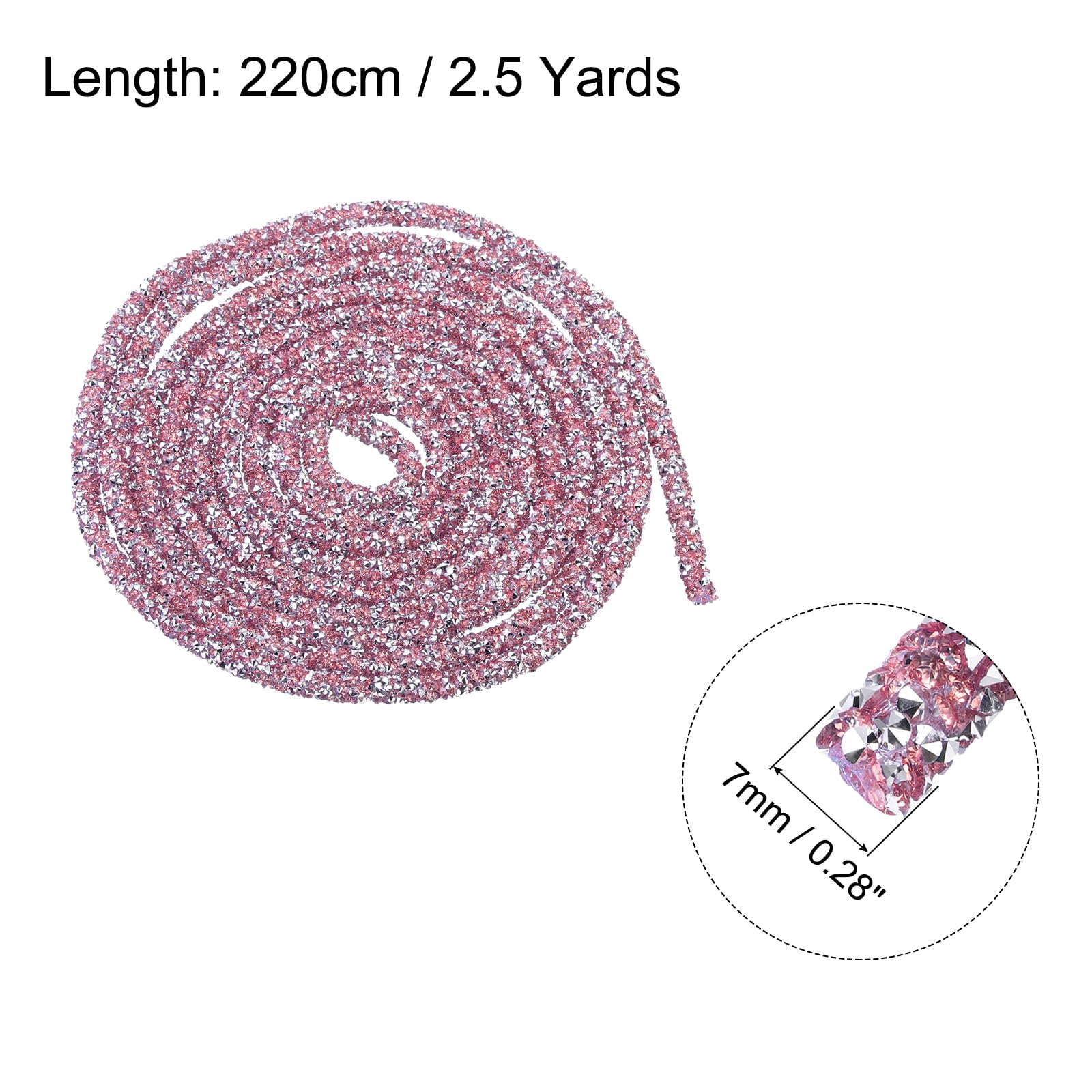 sourcing map 5 Yard 6mm 0.24 inch Glitter Sequins Rope Sequins Rhinestone Tube Cord for DIY Wedding Dresses Costume Clothing Shoes Jewelry Accessory Clear White — view 266