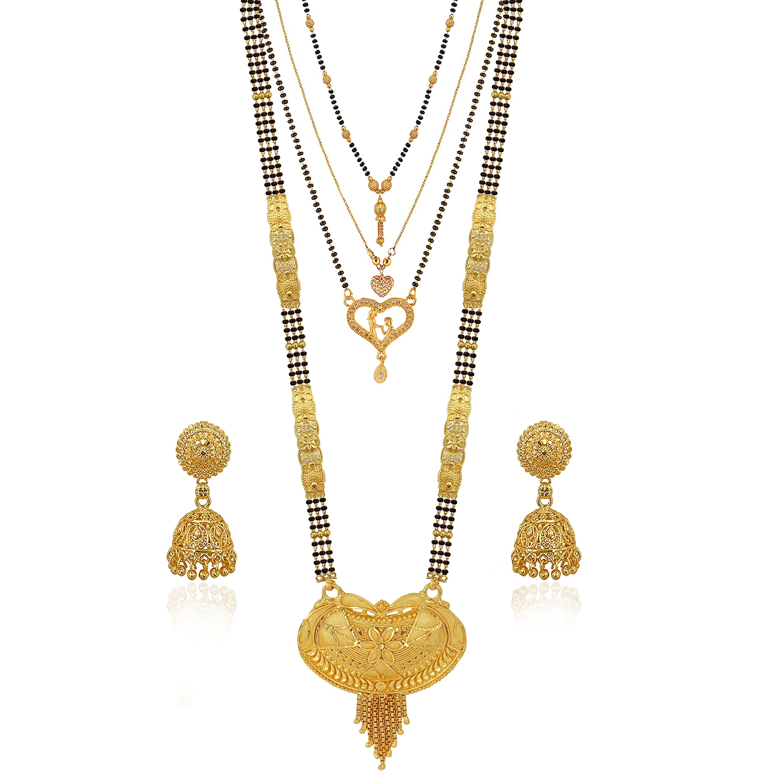 See full amazon price history chart for Brado Jewellery Traditional Combo of 4 Gold Plated 30 Inch and 18 Inch Mangalsutra Tanmaniya with 1 Pair of Earrings for Women and Girls Brado Jewellery Traditional Combo of 4 Gold Plated 30 Inch and 18 Inch Mangalsutra Tanmaniya with 1 Pair of Earrings for Women and Girls (B0BR2H3FSZ) Amazon Price History, Amazon Price Tracker