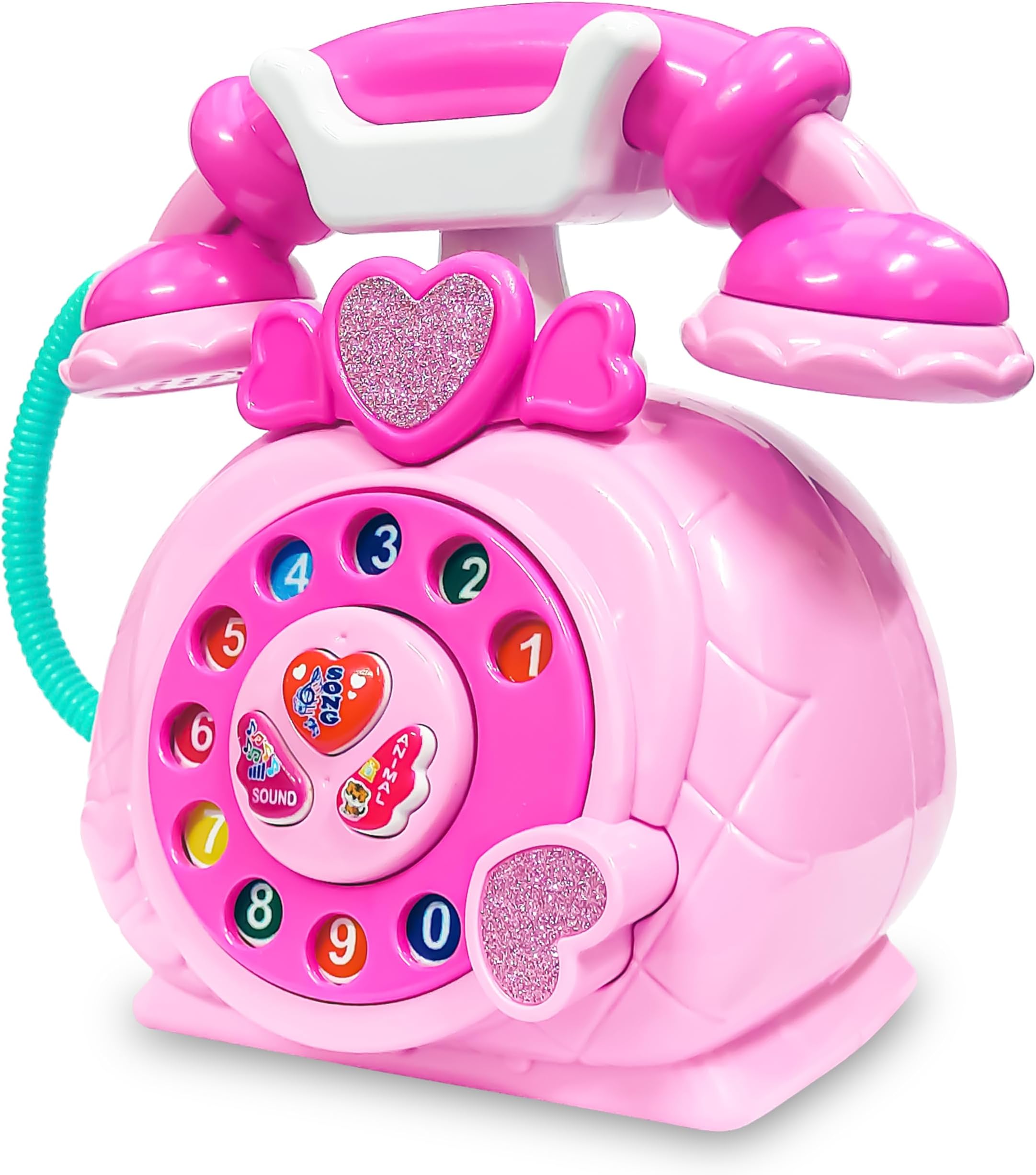 - VGRASSP Classic Dial Receiver Simulation Telephone Toy for Kids - Rotating Number Dial with Calling Sound Effect - Storytelling Toy Phone Accompanied with Lights - Color As Per Stock