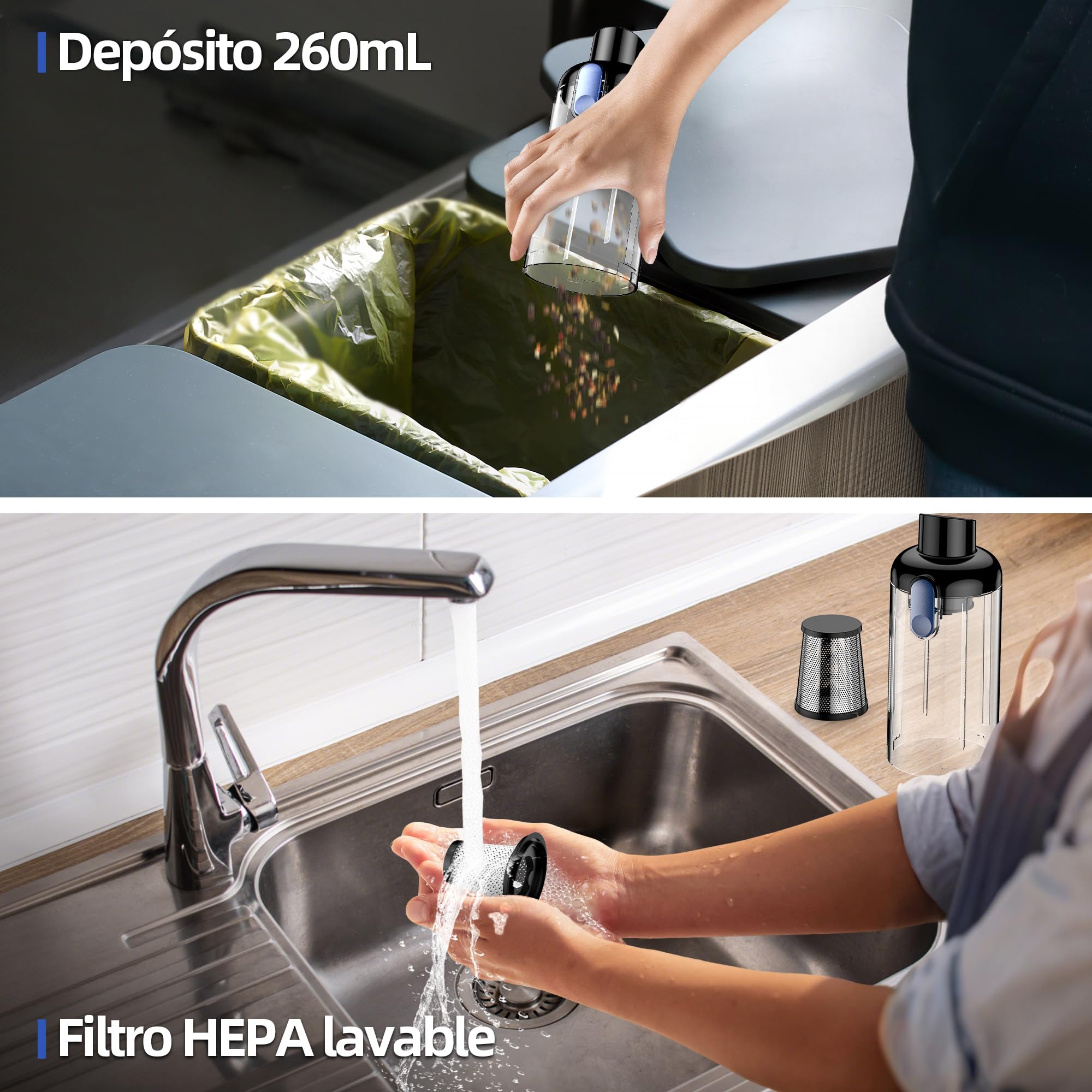 Aspiradora Coche Inalámbrica 2 en 1 18000Pa – Soplador y Aspirador Potente con Motor Brushless 130W, Ligera, Batería 7800mAh y Accesorios para Limpieza Auto y Hogar