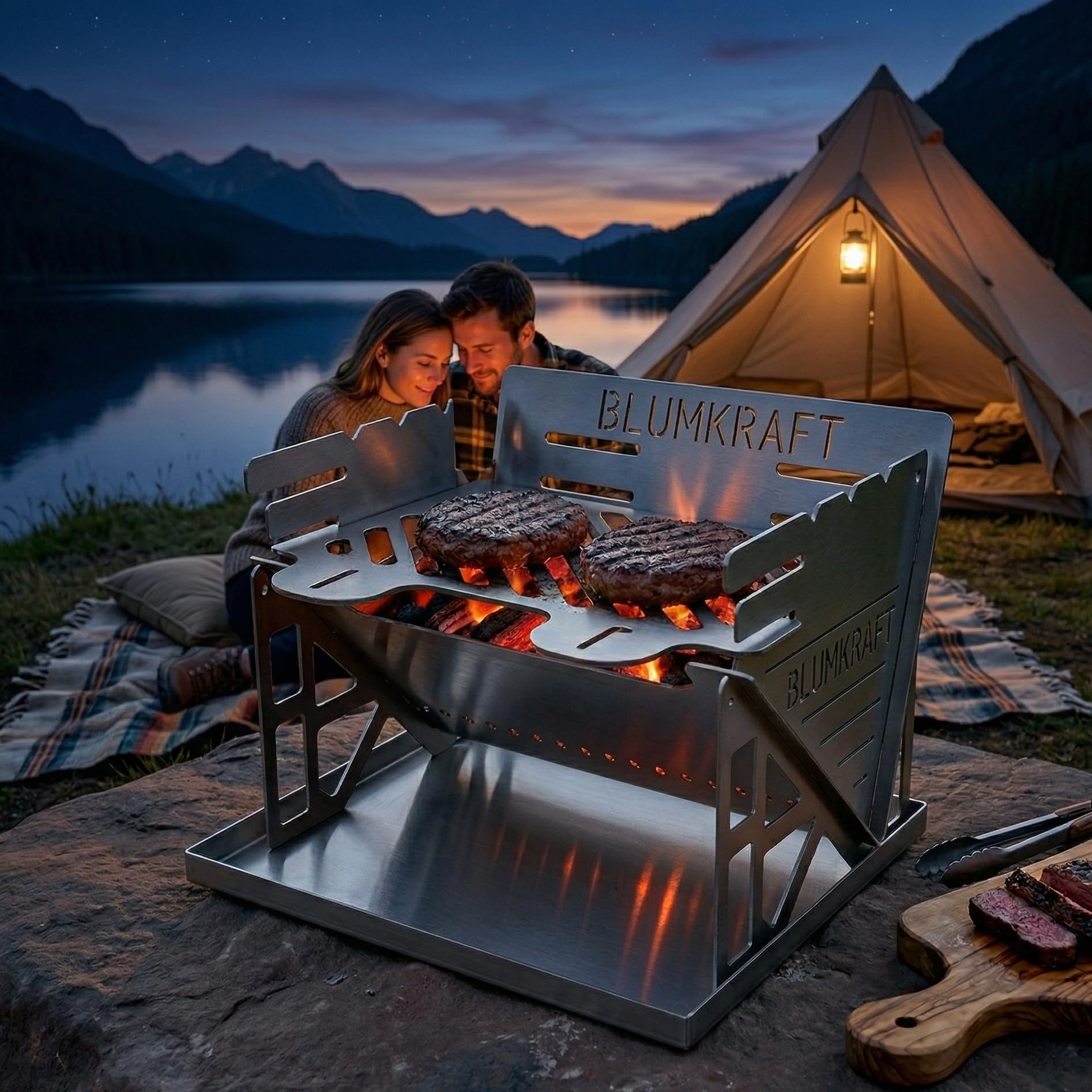 Barbecue Portable Pliable en Acier Inoxydable – BBQ de Voyage Ultra Compact pour Camping et Randonnée