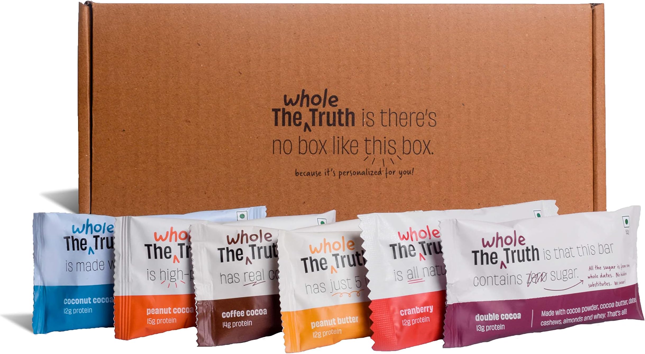 The Whole Truth - Protein Bars | SUPER SAVER PACK | Pack of 12 x 52g each | Nutritional Healthy Snacks | No Gluten | No Artificial Sweeteners | No Preservatives | All Natural Ingredients
