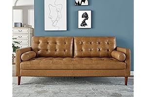 AMERLIFE Real Leather Sofa, 3 Seater Cozy Couch