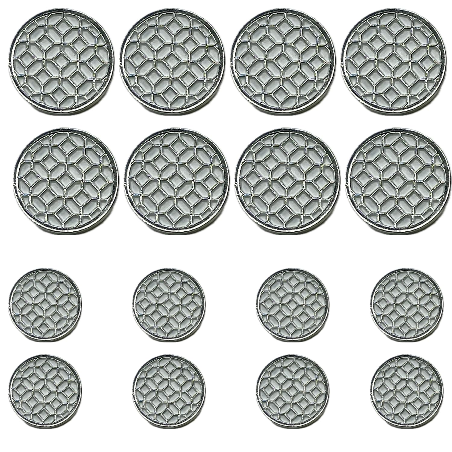 Ani Accessories Round White Detailed Mesh Button for Coat Blazer Suit Sherwani and Indian Dresses Sports Coat Uniform Jacket (Pack 16 (8 Small + 8 Big))-picture-43