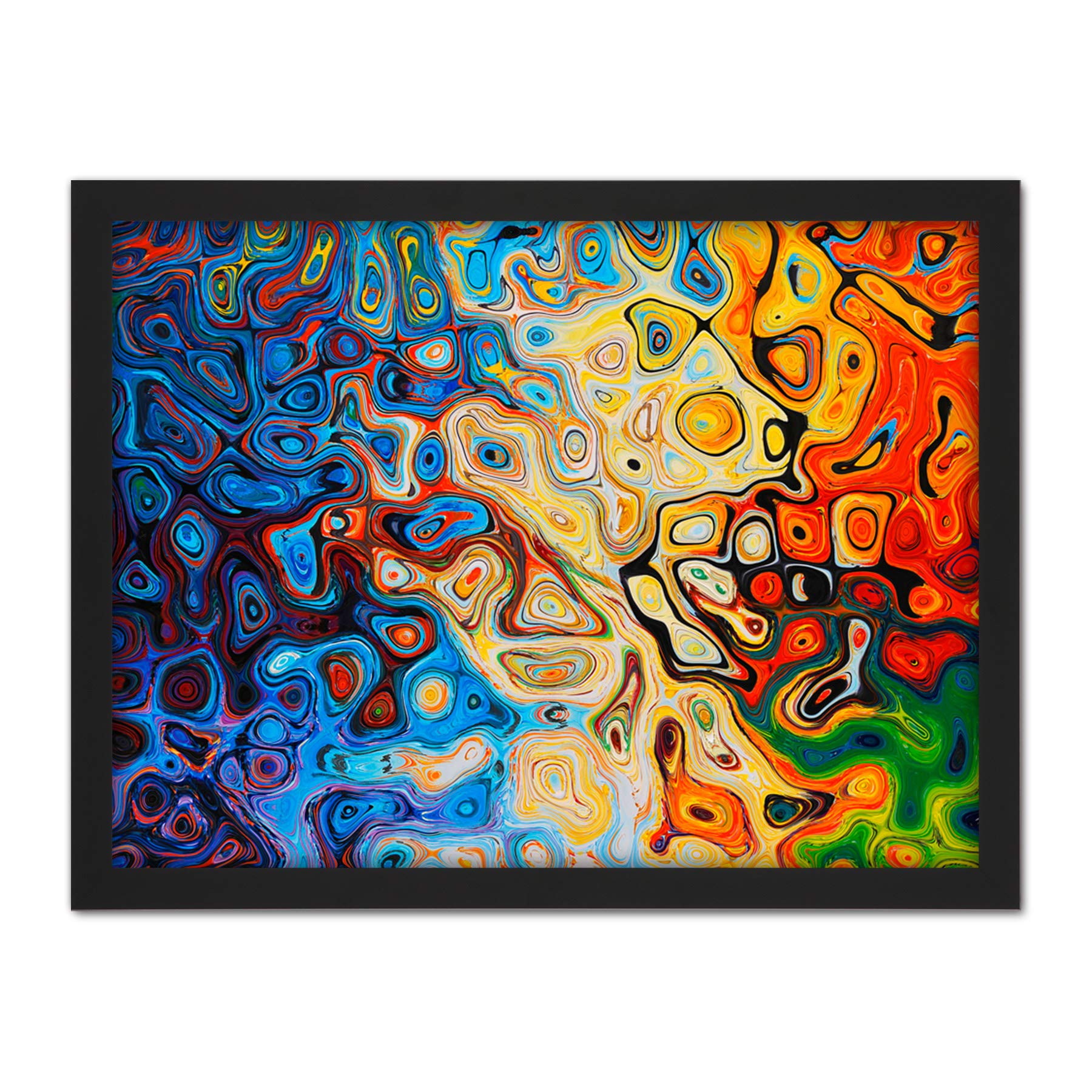 Artery8 Bright Colourful Abstract Shapes Painting Artwork Framed Wall Art Print 18X24 Inch