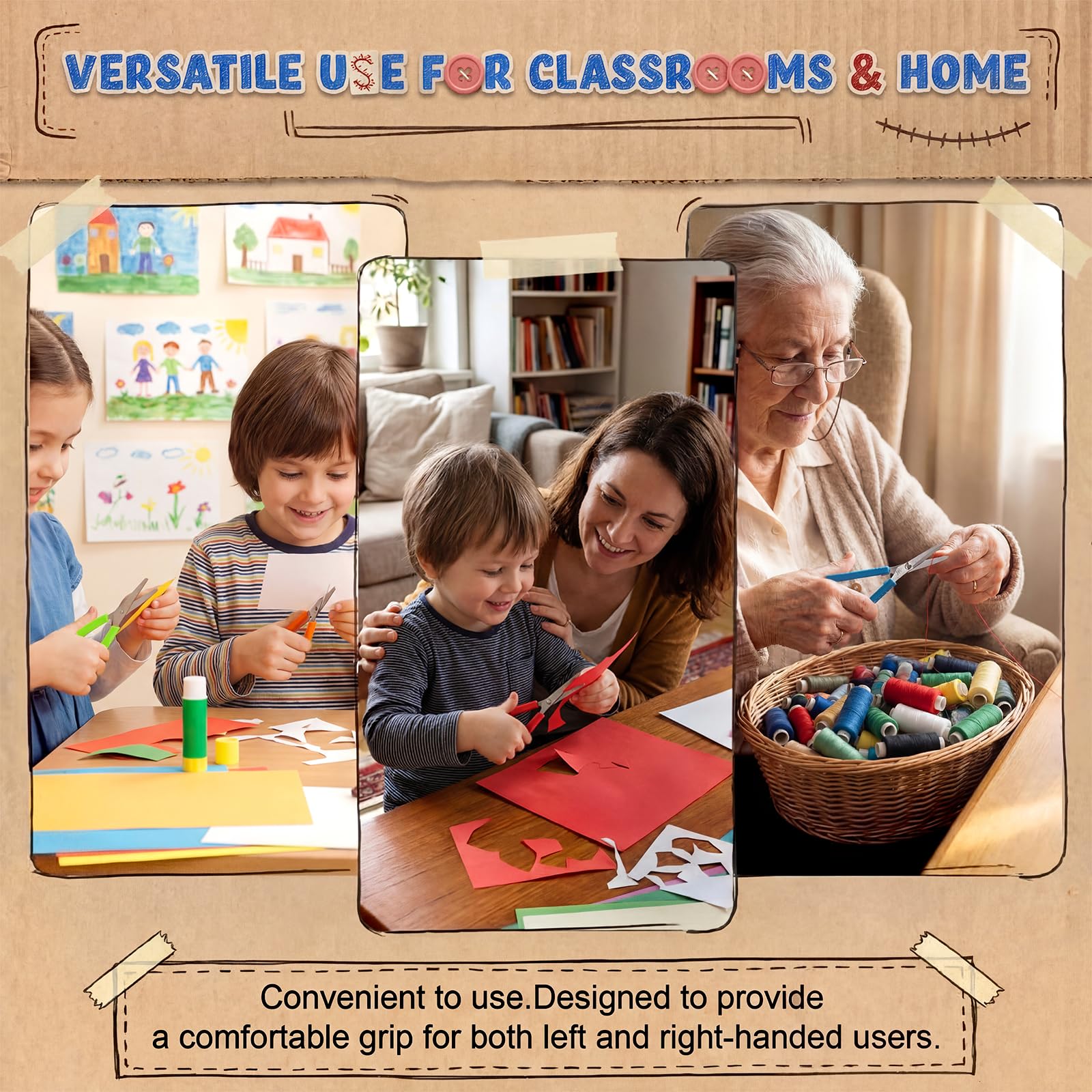 Honoson 50 Packungen Schlaufenscheren für Kinder, 14 cm Griff, selbstöffnend, adaptiv, spezielle Bedürfnisse, Mini-Schere, rechte und linke Unterstützung, für Jugendliche und Erwachsene, bunt