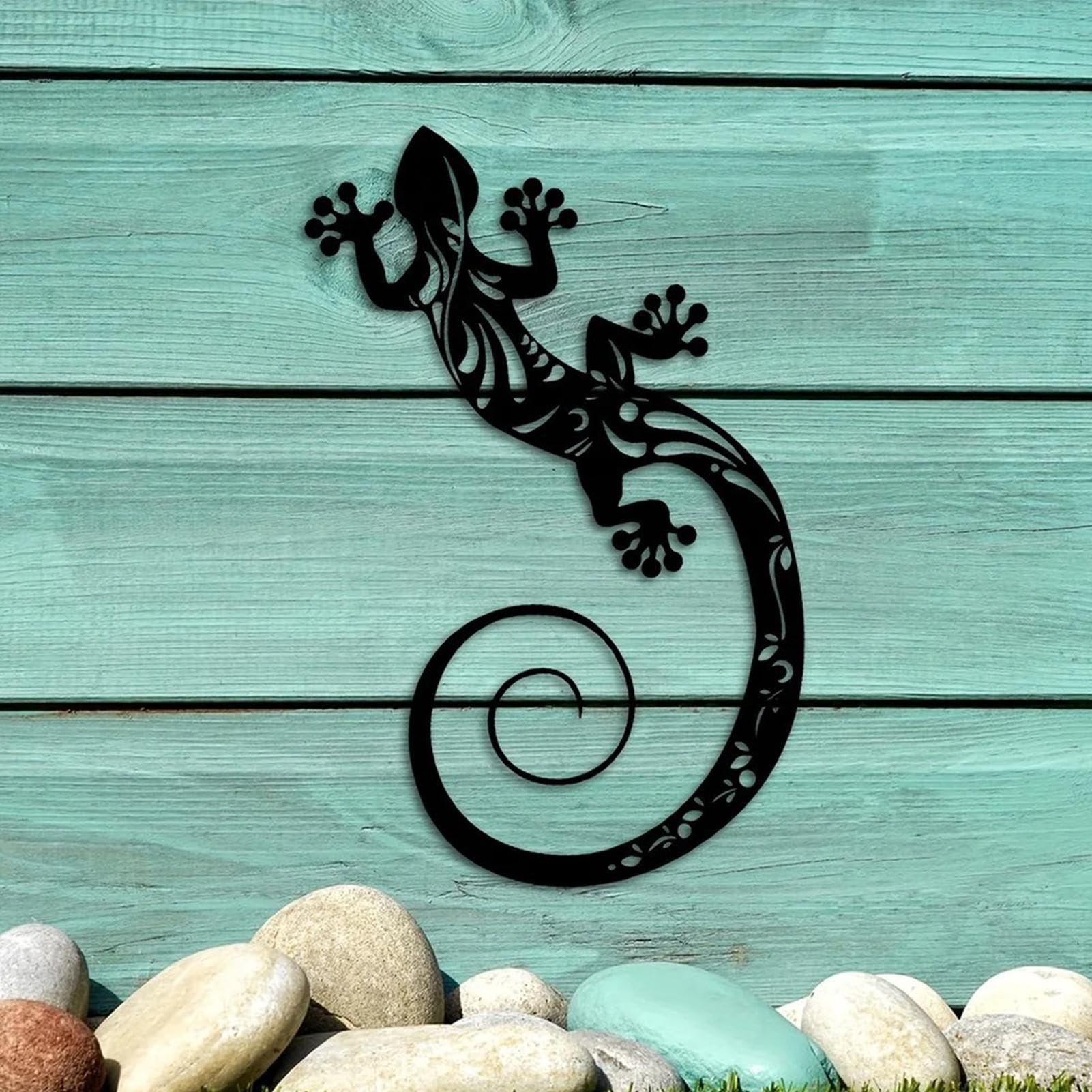 Niuhong Arte Parete Geco Metallo 3D Vivid Parete Scultura Gecko Appeso Decorazione Parete Chameleon Arte Parete Statua Lucertola Recinzione Giardino Insetto Indoor Outdoor Decorazioni (verde