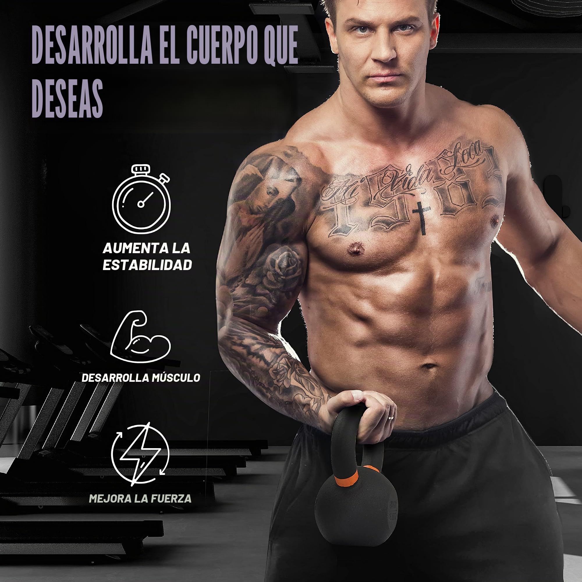 Yes4All 4-32kg Pesa Rusa recubierto de polvo con mango ancho, Kettlebell de competición