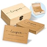 50 Blank Coupon Cards Box - Love Coupon for Him, Blank Coupon Book for Husband from Wife, Valentines Day Gifts for Him Her, Boyfriend Birthday Gift Voucher