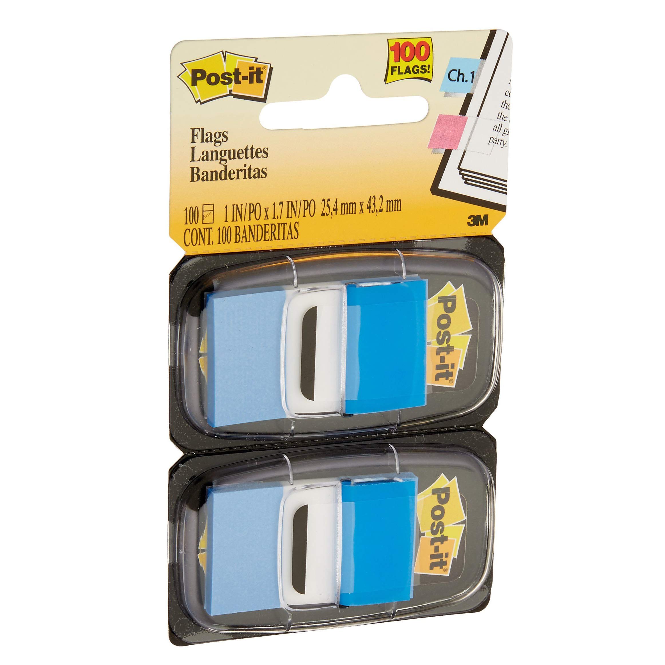 Post-it Flags Value Pack, 50/Dispenser, 12 Dispensers/Pack, 1 in Wide, Blue (680-BE12)