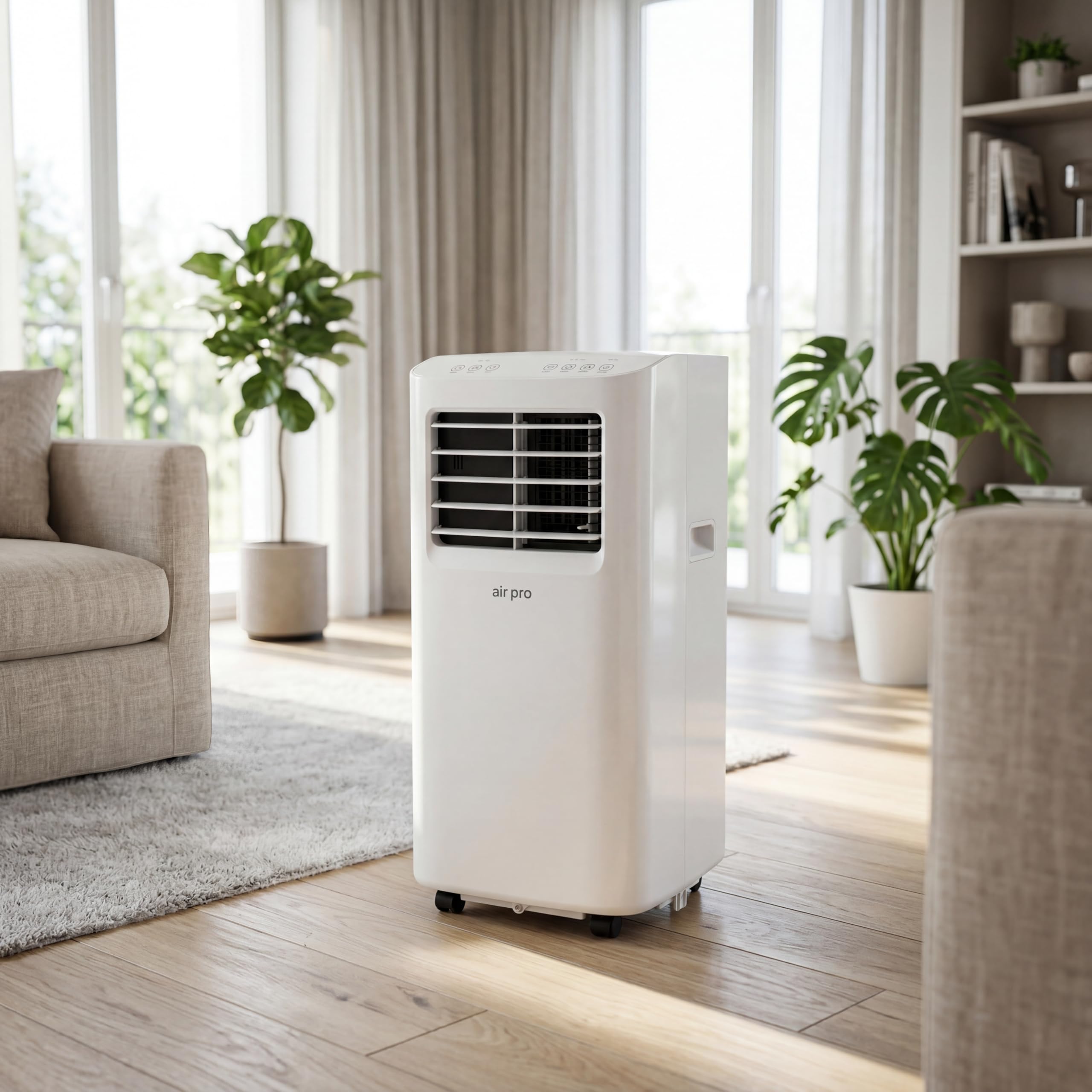 Air Pro 4-in-1 Portable Air Conditioner 5000 BTU Smart Wifi, Remote Control, 24 Hour Timer & Window Venting Kit Powerful Mobile Air Conditioning Unit for Home Office 10m2 Energy Efficient Class A