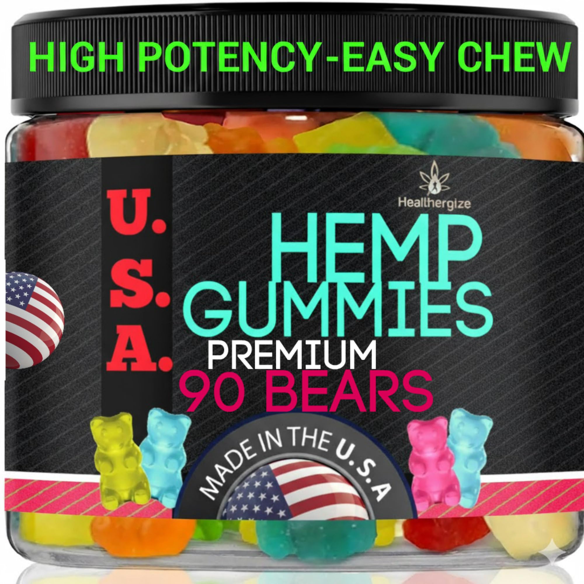 Hemp Gummies for Sleep Gummies Calm Bears, Discomfort, Skin-Peace and Relaxation, Fruity Flavors, Natural Hemp Oil Gummy Bears Edibles-Made in USA-90 Bears