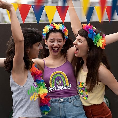 Miniatura 6 de JarThenaAMCS 19 hojas de calcomanías de vinilo de transferencia de calor Mardi Gras, máscara de mascarada, vinilo mixto impreso para carnaval,