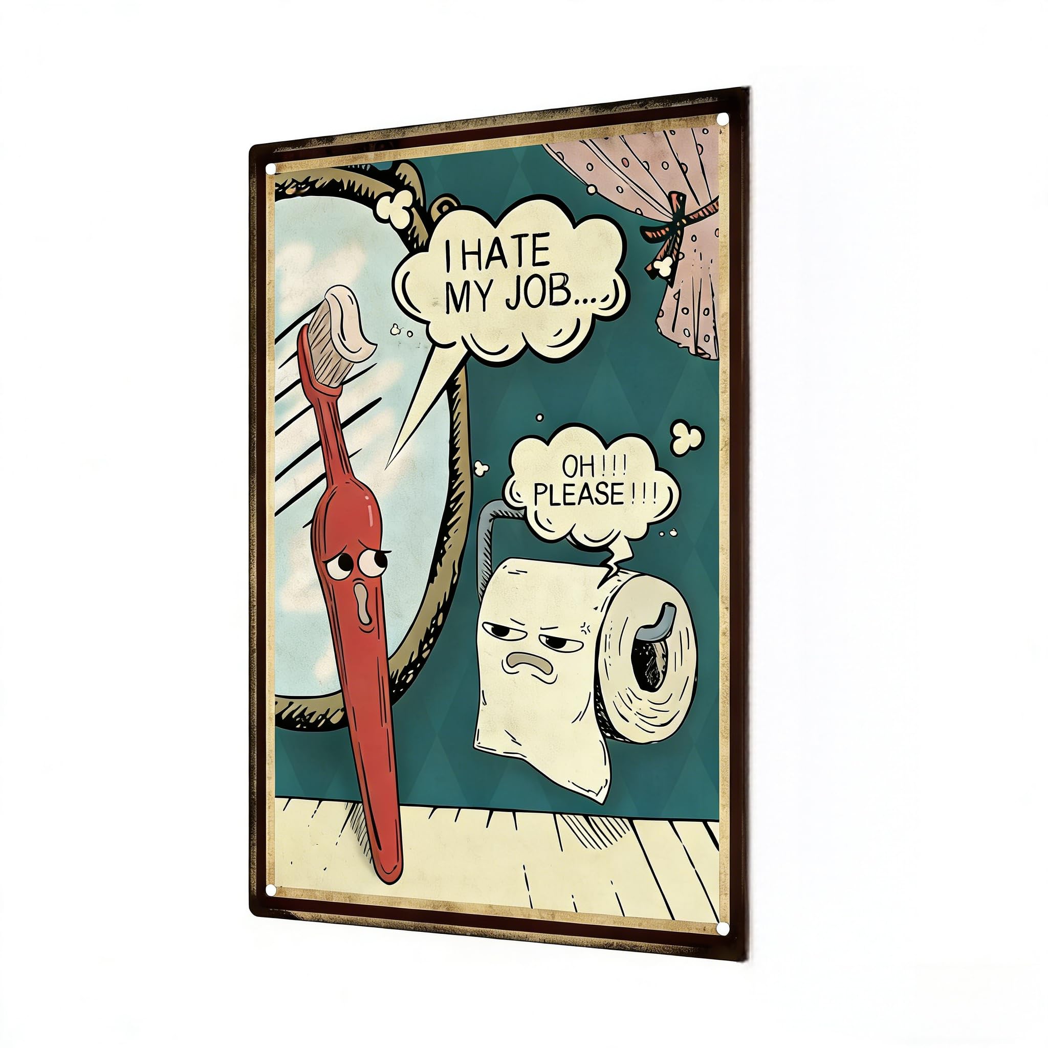 Minwegi Multicolour Funny Bathroom Decor Sign - Retro Metal Plaque With Humorous Quotes - Waterproof Wall Art For Toilet, Home Accessories (30X20cm)