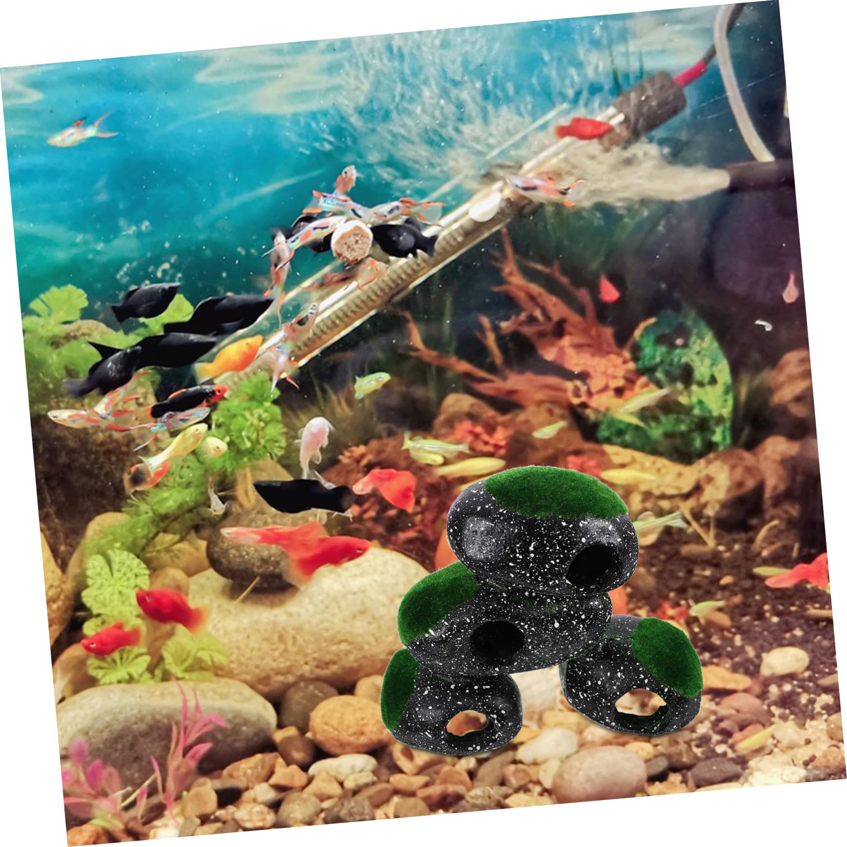 BESPORTBLE 3 Piezas De Decoración Única para Pecera Caja De Cría De Peces para Acuario Cueva Subacuática Resistente para Peces Adorno De Piedra Natural Seguro para Pecera.