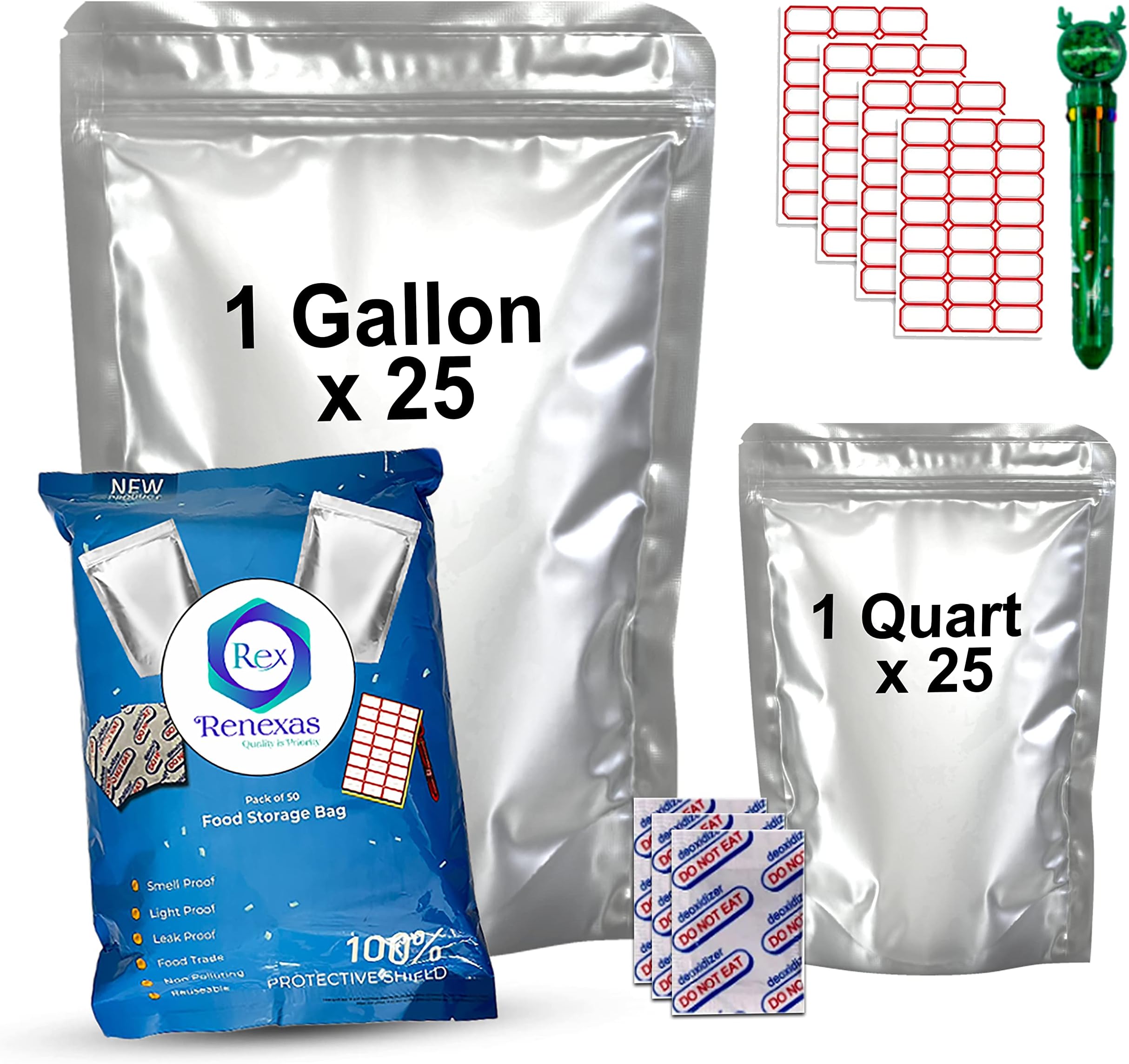 50PCS Mylar Bags For Food Storage 1 Gallon, 10x14 In Heat - Foto 2