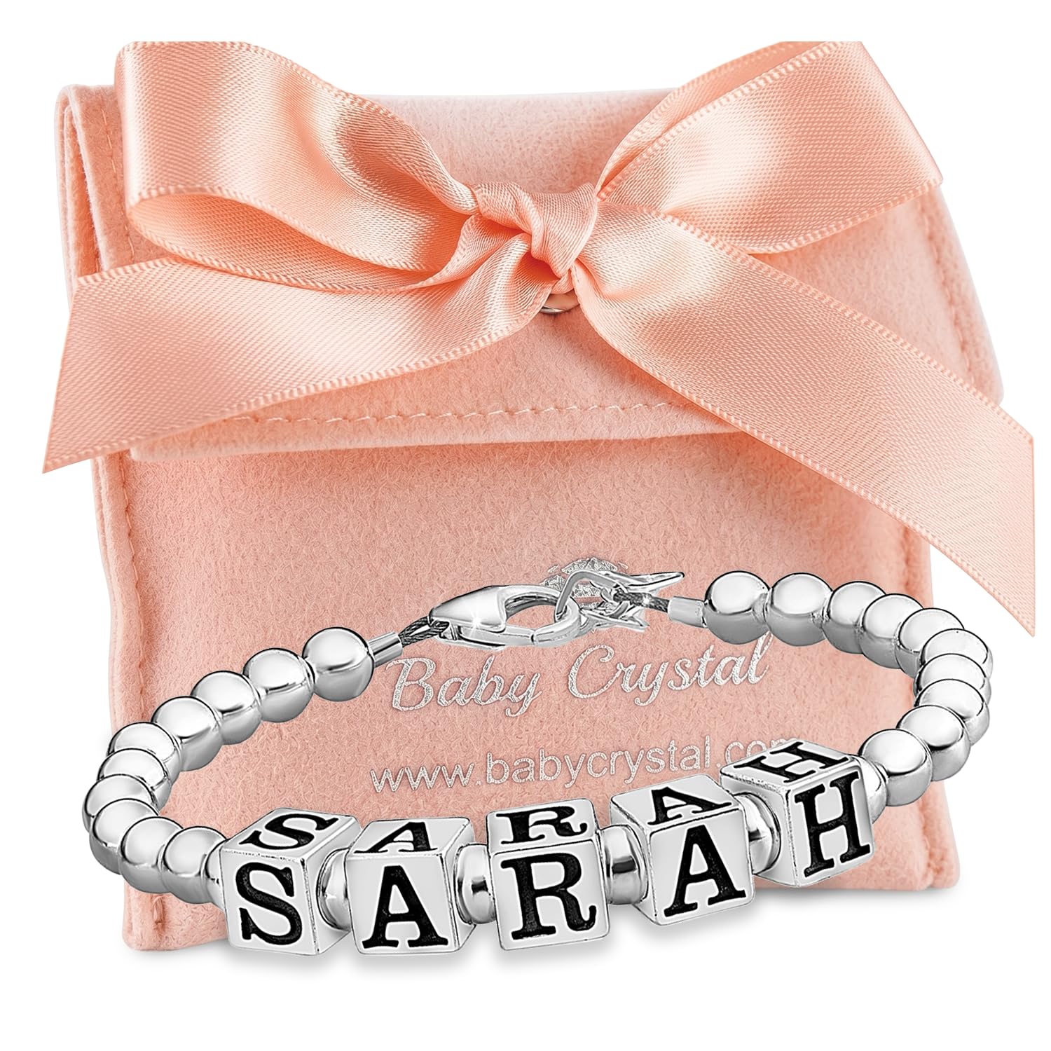 Baby Crystals Sterling Silver Cross Pearl Bracelet | Baptism Jewelry Gift