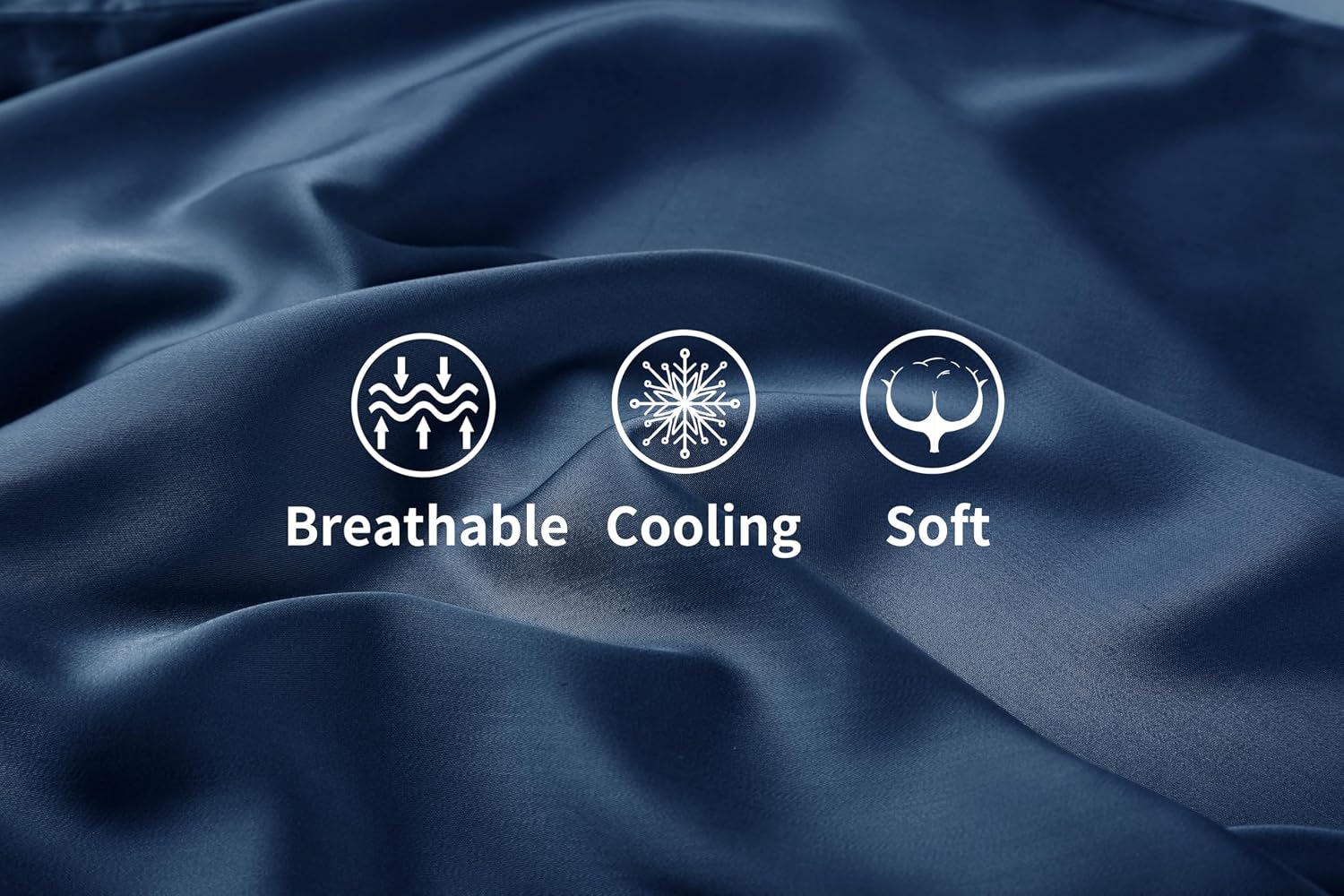 Bamboo Viscose Zippered Pillow Cases King Size Set of 2, 400 Thread Count Cooling Pillow Protectors for Hot Sleepers, Luxurious Hotel Quality - Silky, Soft, Breathable (20x36 Inches, Navy Blue)