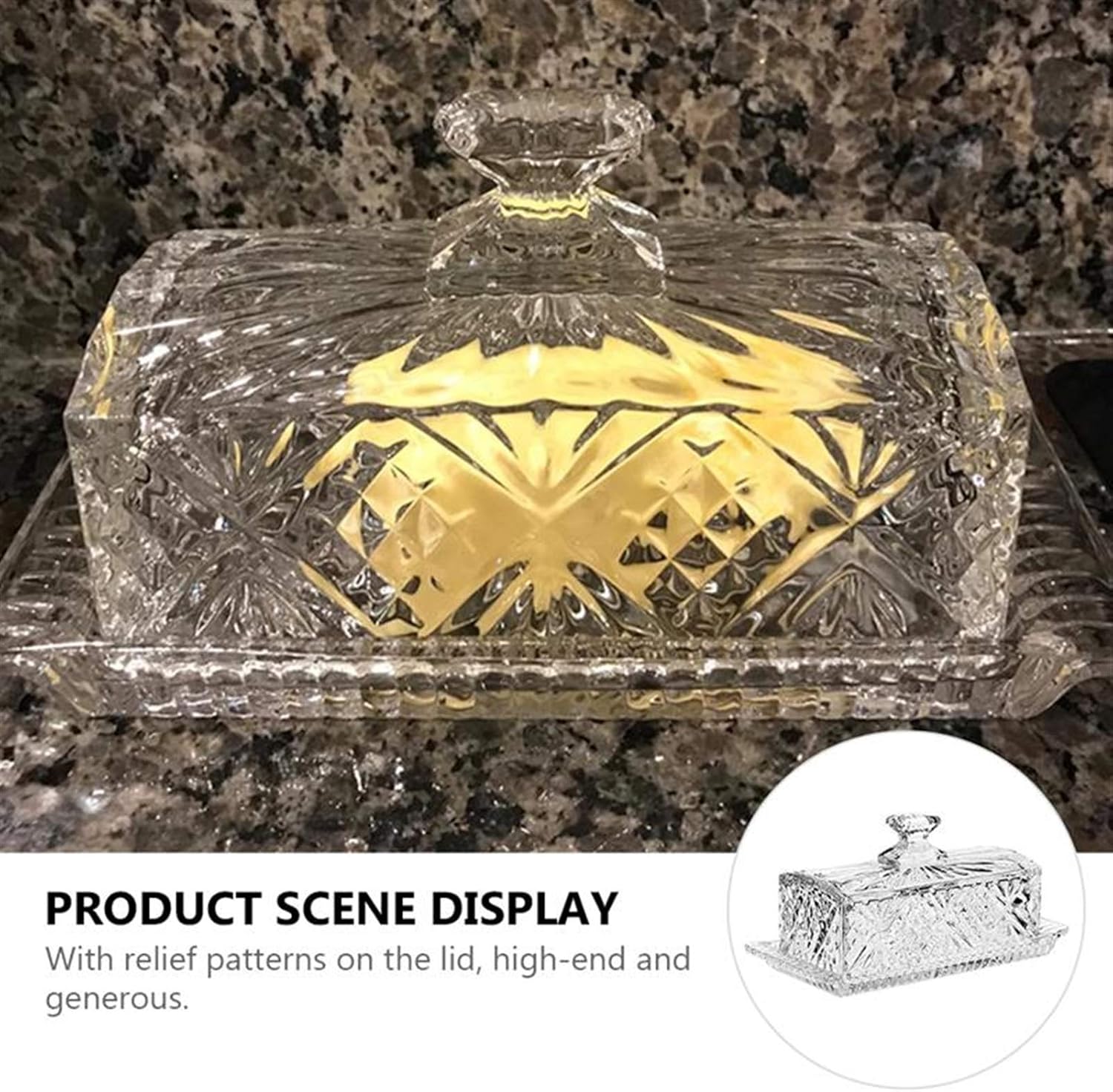 Butter Container Glass Butter Dish Rectangular Storage Box Butter Box - Butter Serving Tray with Lid Ideal for Home Made Artisan Butter for All Types of Butter