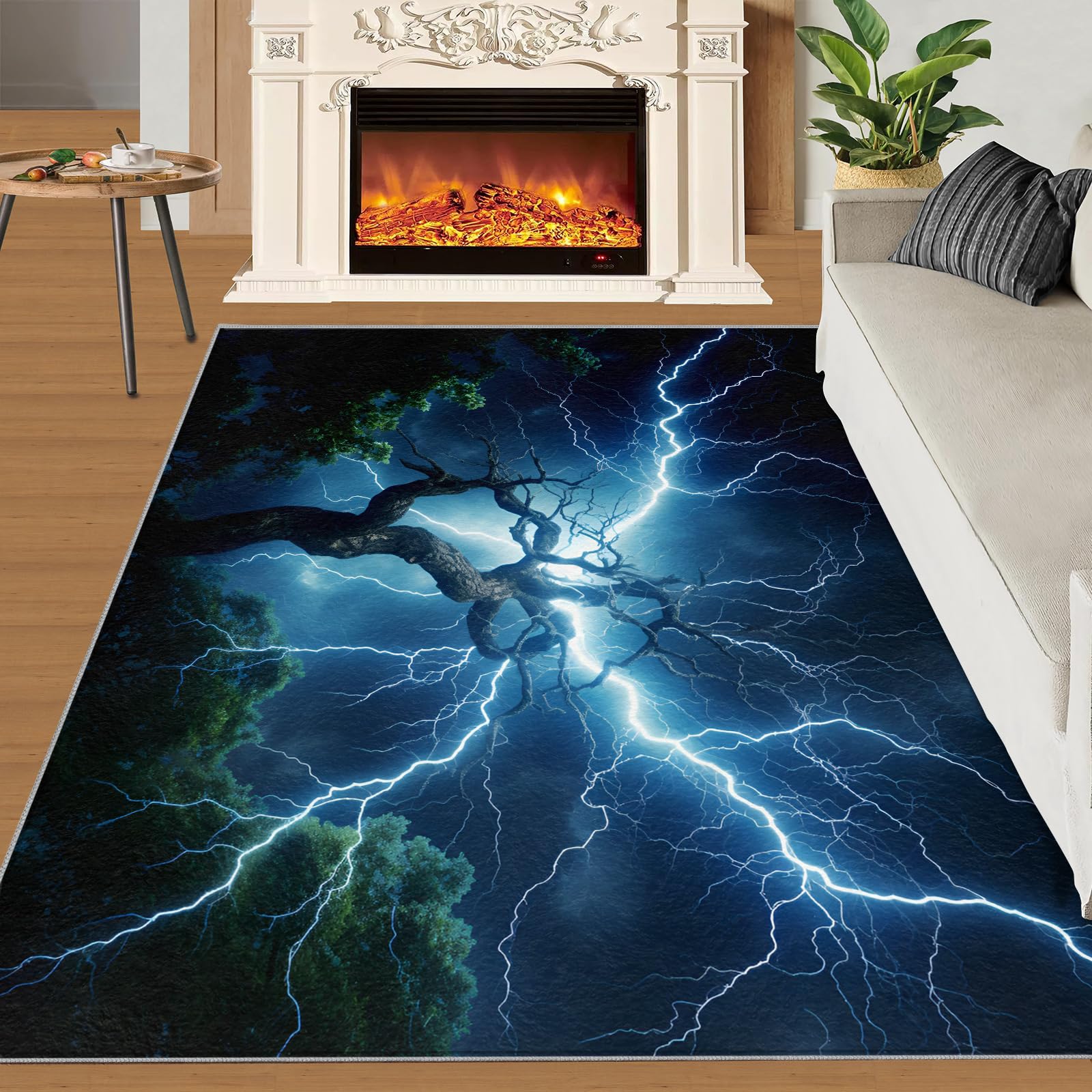 Tapis pour salon lavable Thunder résistant aux taches pour chambre enfant