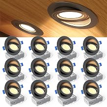 Ensenior 12 Pack 4 inch Black Gimbal Led Recessed Light, 5CCT 2700K-5000K, 360+90 Adjustable, Dimmable, Aluminum, CRI90+, 900LM 9W 120V, Eyeball Recessed Lighting, Directional Can Light, ETL&FCC&IC