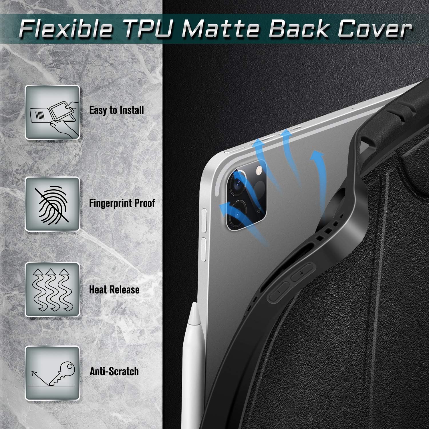 🛒 Flash Sale CaseBot Magnetic Case for iPad Pro 12.9-inch 5th Generation 2021 - Multiple Angle Shockproof Rugged Stand Case, Soft TPU Back Cover w/Pencil Holder, Also Fit iPad Pro 12.9 4th & 3rd Gen (Black)