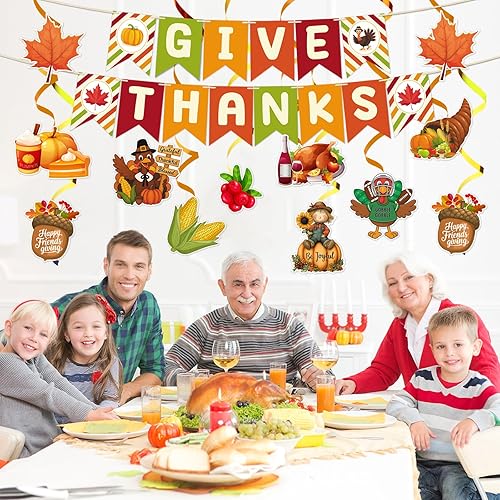 Miniatura 6 de Decoraciones de Acción de Gracias, 42 unidades, carteles colgantes para decoración del hogar, decoración interior de Acción de Gracias, pancarta de