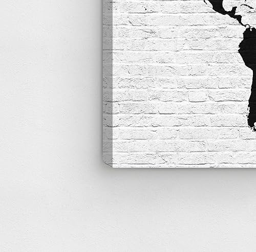 Miniatura 6 de The Oliver Gal Artist Co. Maps - Lienzo decorativo para pared, diseño de ladrillo limpio Mapamundi, decoración del hogar, 30 x 20 pulgadas, negro,