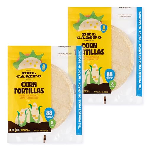 Miniatura 10 de Del Campo Soft Corn Tortillas - 8 Pulgadas Redondo 100 natural libre de gluten y todo el maíz auténtica comida mexicana Muchas opciones de servicio