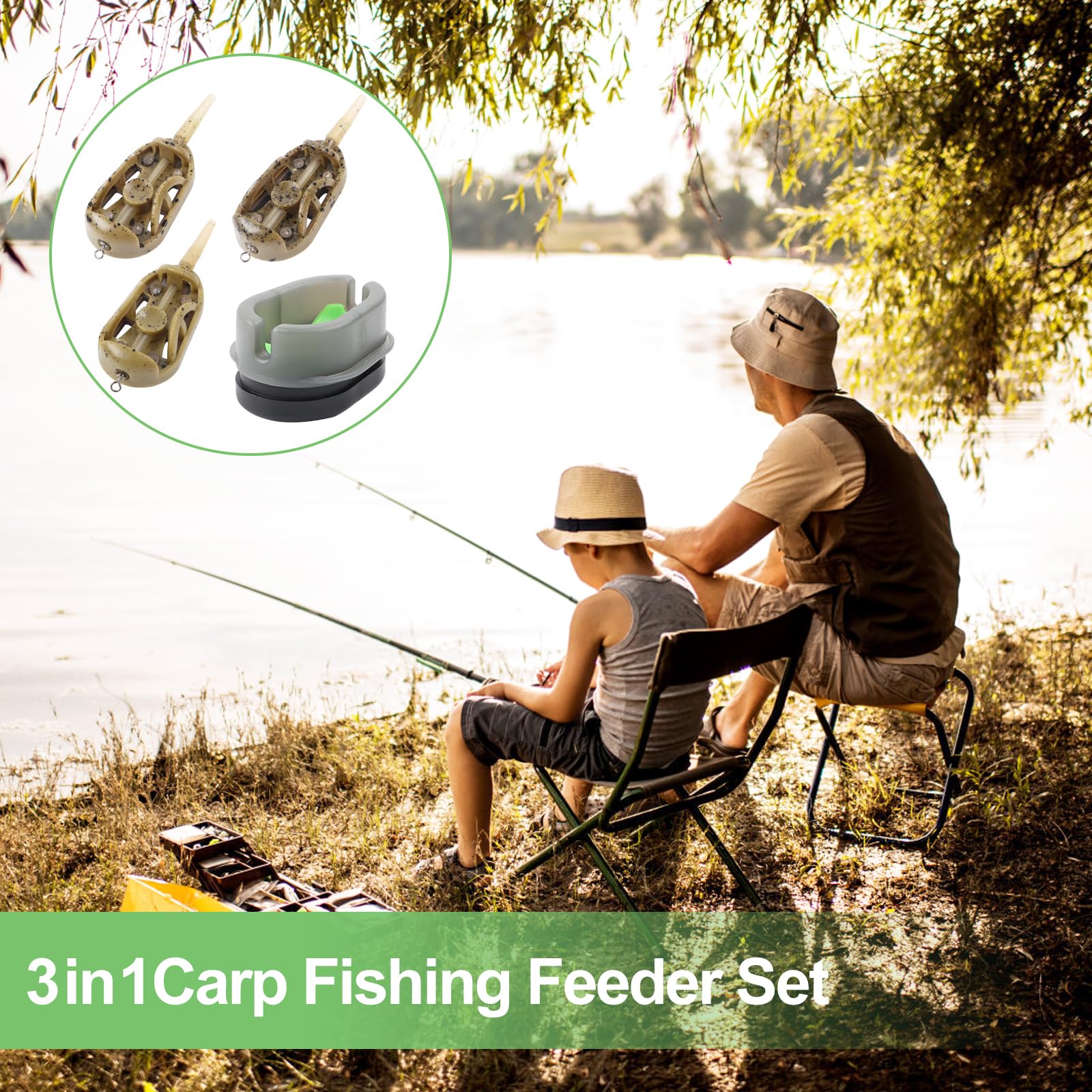 Method Feeder - Juego de 3 accesorios de pesca 4 en 1 para carpa, accesorios de método plano, con 20 g, 30 g, 40 g