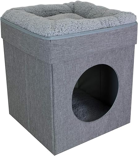 Kitty City Muebles de cubo para gatos de interior, cubo gris