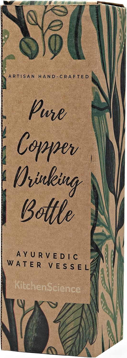 Authentic Ayurvedic Designer Copper Water Bottle of 34 Oz/1000 ml with Carrying Canvas Bag & Sleeve for Drinking Water | Leak-Proof & Lab Tested - Image 9