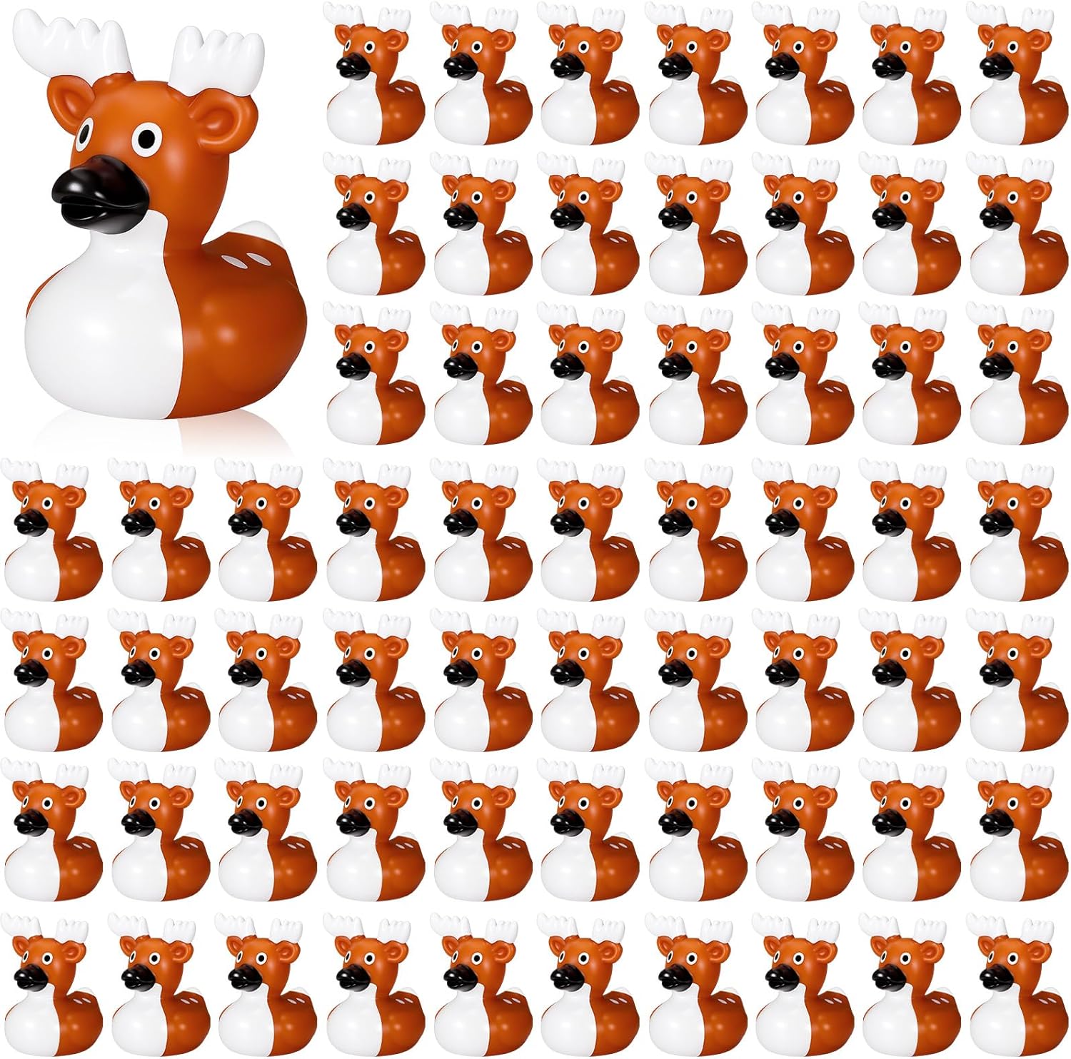 DEEKIN 48 Pcs Whitetail Deer Buck Rubber Duck 2 Inch Rubber Duck Party Favors for Winter Holiday Hunting Party Gifts Home Decorations (Whitetail Deer Buck)