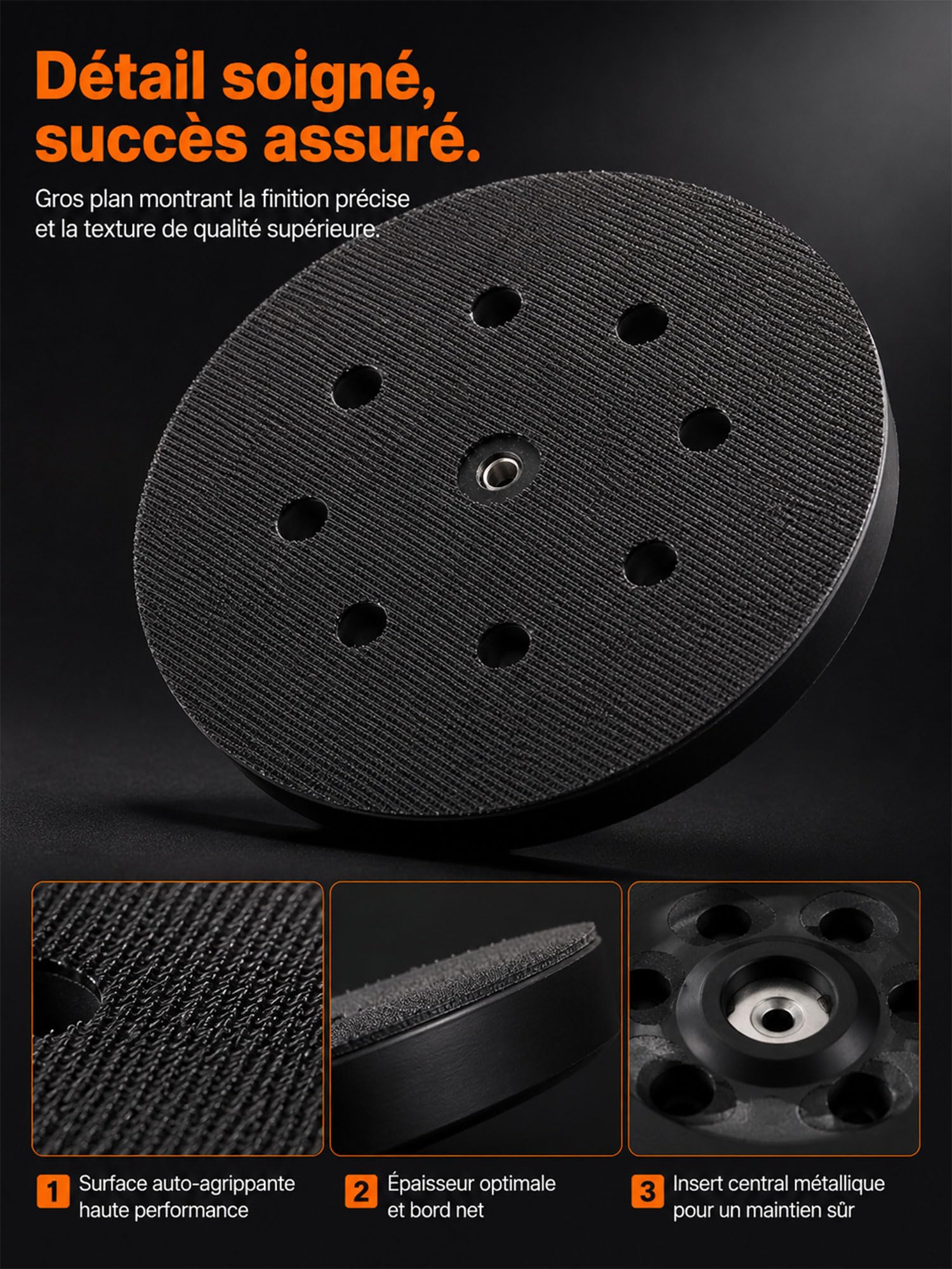 Bandeja de lijado de 125 mm para Metabo SXE 425 325, bandeja lijadora de 8 agujeros, repuesto 631220000