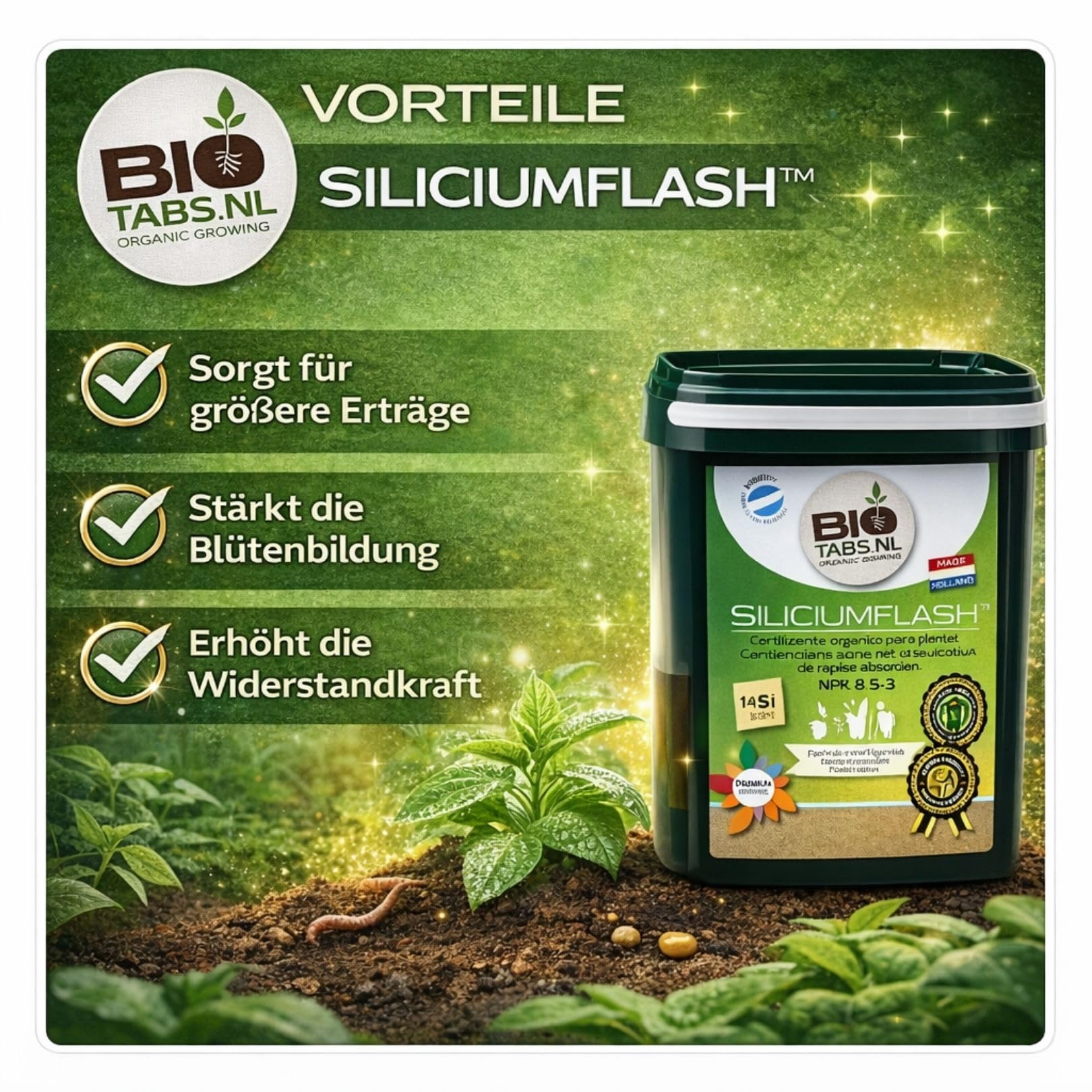Weedness BioTabs Silicium Flash 9000 ml (4,5 Kg) - Naturdünger Grow Flüssig Bio Orchideen Bonsai Organische