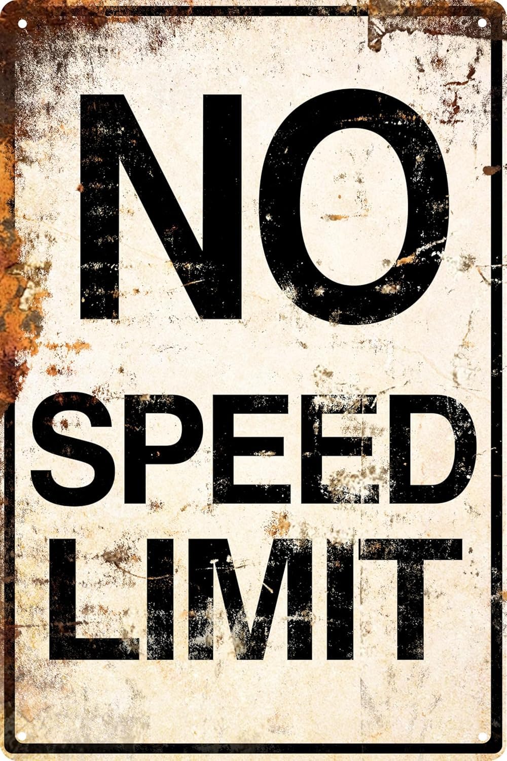 SMAZDFXX Metal Sign No Speed Limit Signs Vintage Reproduction Funny Man Cave Car Posters For Men Bedroom Garage Accessories Funny Room Stuff Wall Decor Wall Art Decor 5.5"x8"