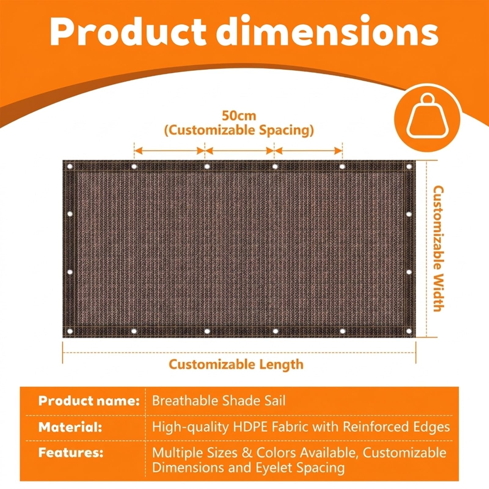 Toldo para Sombra 100 x 400 cm Protección UV Malla Sombreo Toldo Varios Tamaños para Invernadero Plantas Terraza, marrón