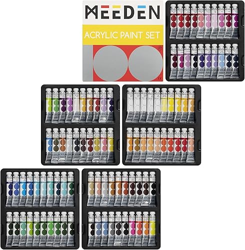 MEEDEN Juegos de pintura acrílica de cuerpo pesado, tubos de pintura artística de 100 colores para lienzo y madera, pinturas acrílicas no tóxicas de