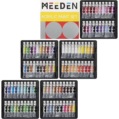 MEEDEN Heavy Body Acrylic Paint Sets, 100 Colors Art Paint Tubes for Canvas Wood Fabric Painting, Non-toxic 0.41 fl Oz /12ml Acrylic Paints for Adults, Beginners, Students Crafts Painting