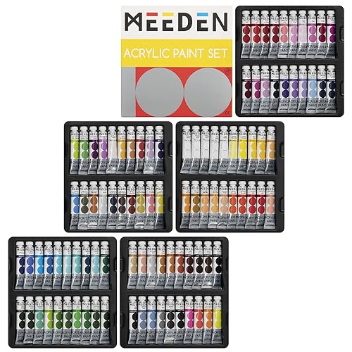 MEEDEN Heavy Body Acrylic Paint Set, 100 Colors Acrylic Paint Tubes, Non-toxic 0.41 fl Oz /12ml Acrylic Paints for Adults, Beginners, Professional Acrylic Paint for Canvas Painting