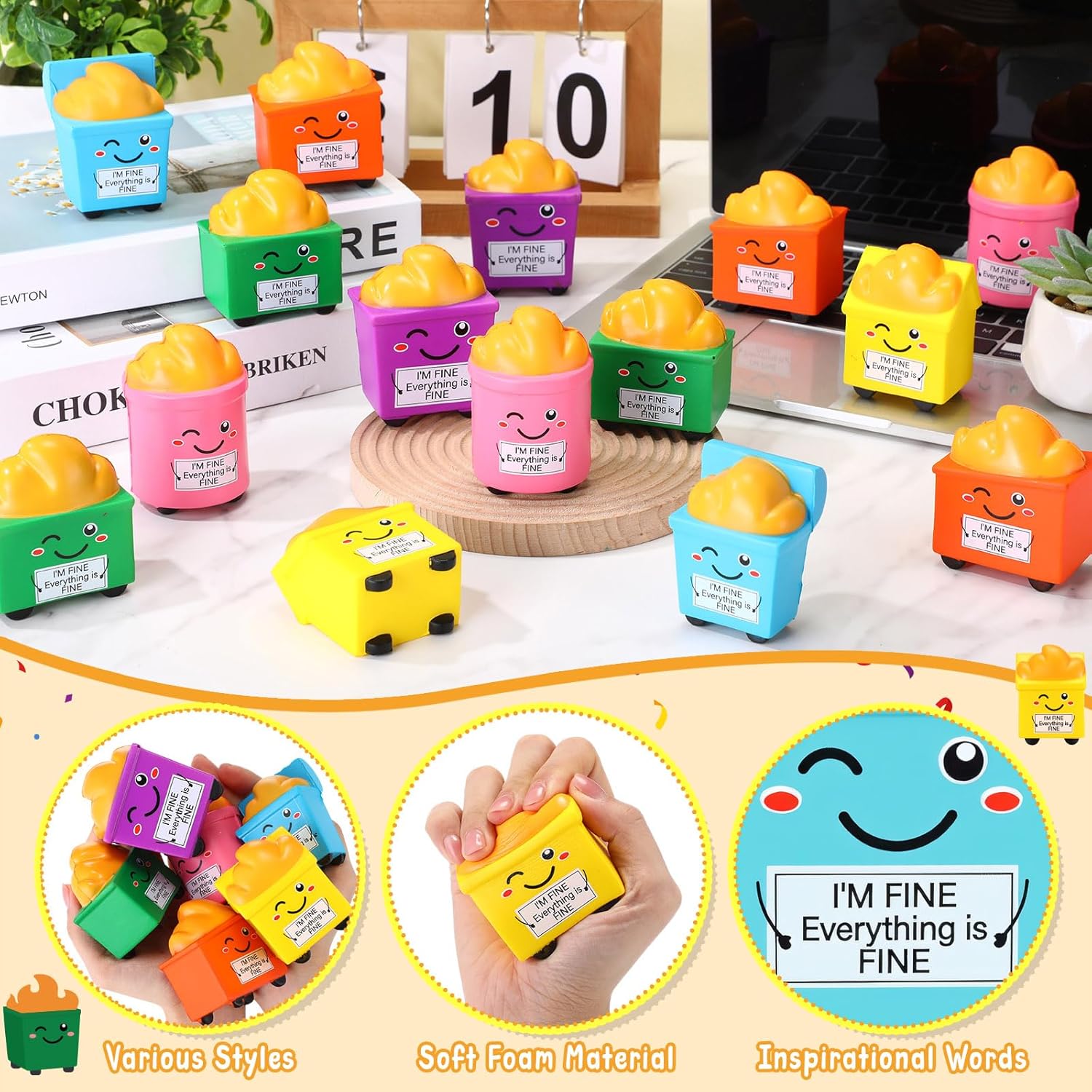 Civaner 36 Pcs Dumpster Stress Balls Bulk Relief Balls Dumpster Anxiety Relief Gift Squeeze Toys for Adults Therapy Fidget Appreciation Gifts for Office Team Employee Coworker Staff Teacher Student