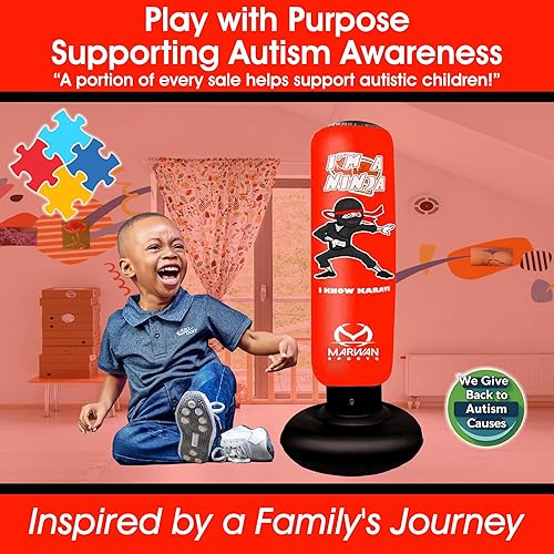 Miniatura 9 de Juego de juguetes de saco de boxeo para niños, bolsa de boxeo inflable para niños de 3 a 12 años, juguetes ninja para niños, Navidad, regalos de