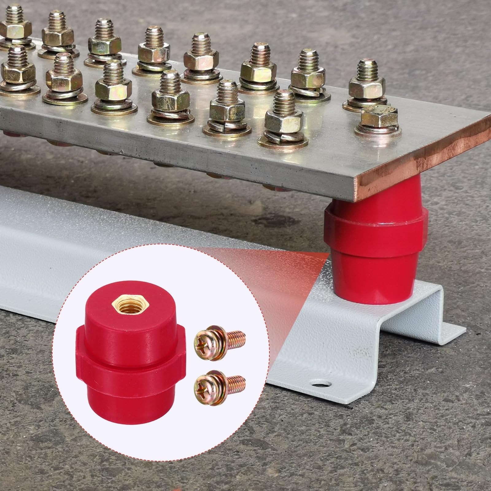QUARKZMAN 4 Stück SM-35 Sammelschienenisolator Polyester Abstandsisolatoren Hochfest Mit M8 Schrauben Stiftschrauben Unterlegscheiben Für Stromverteilungsschrank