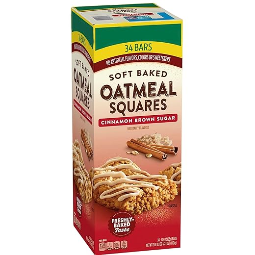 Natures Valley Soft Baked Oatmeal Squares, Cinnamon Brown Sugar Flavor, 34 Count