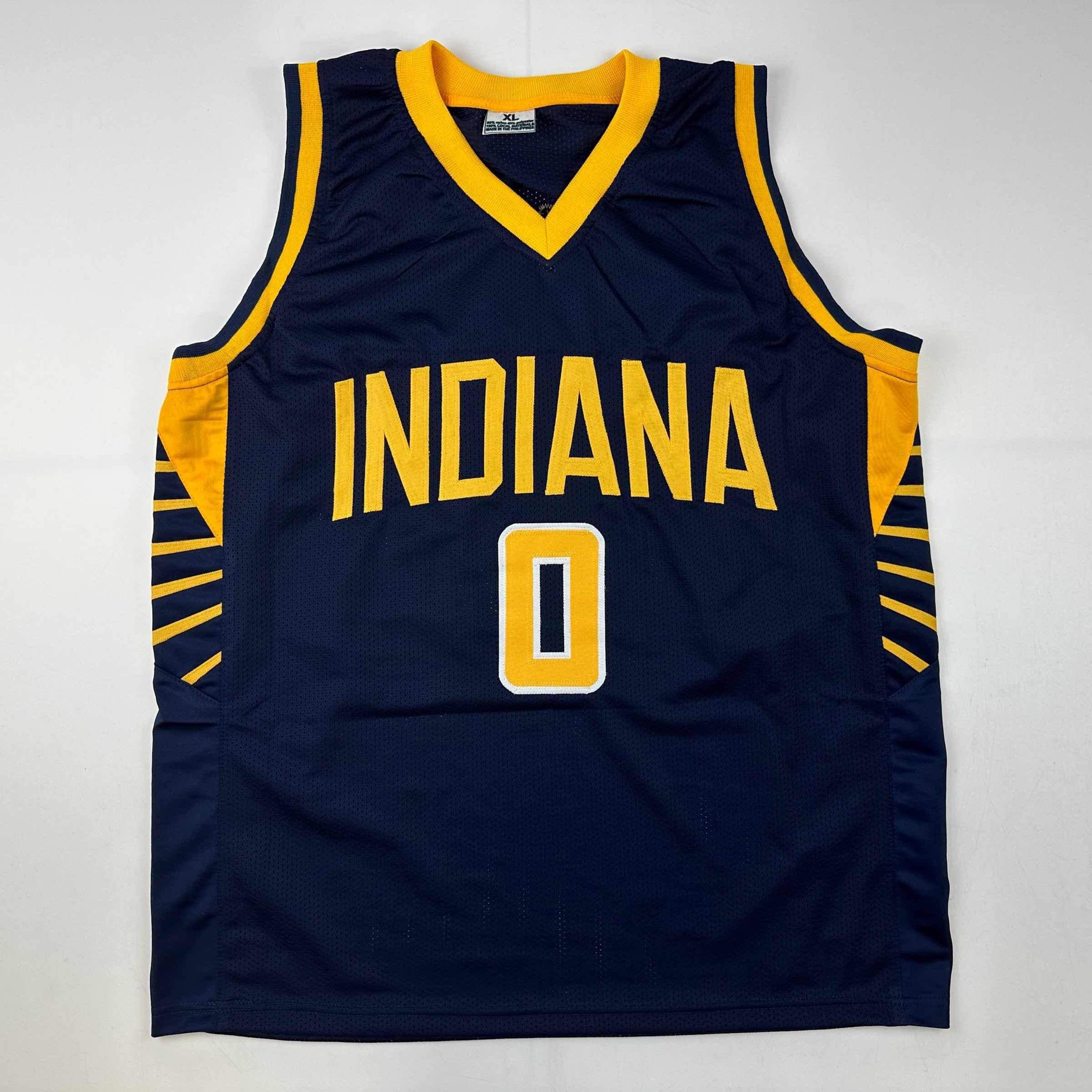 Facsimile Autographed Tyrese Haliburton Indiana Blue Reprint Laser